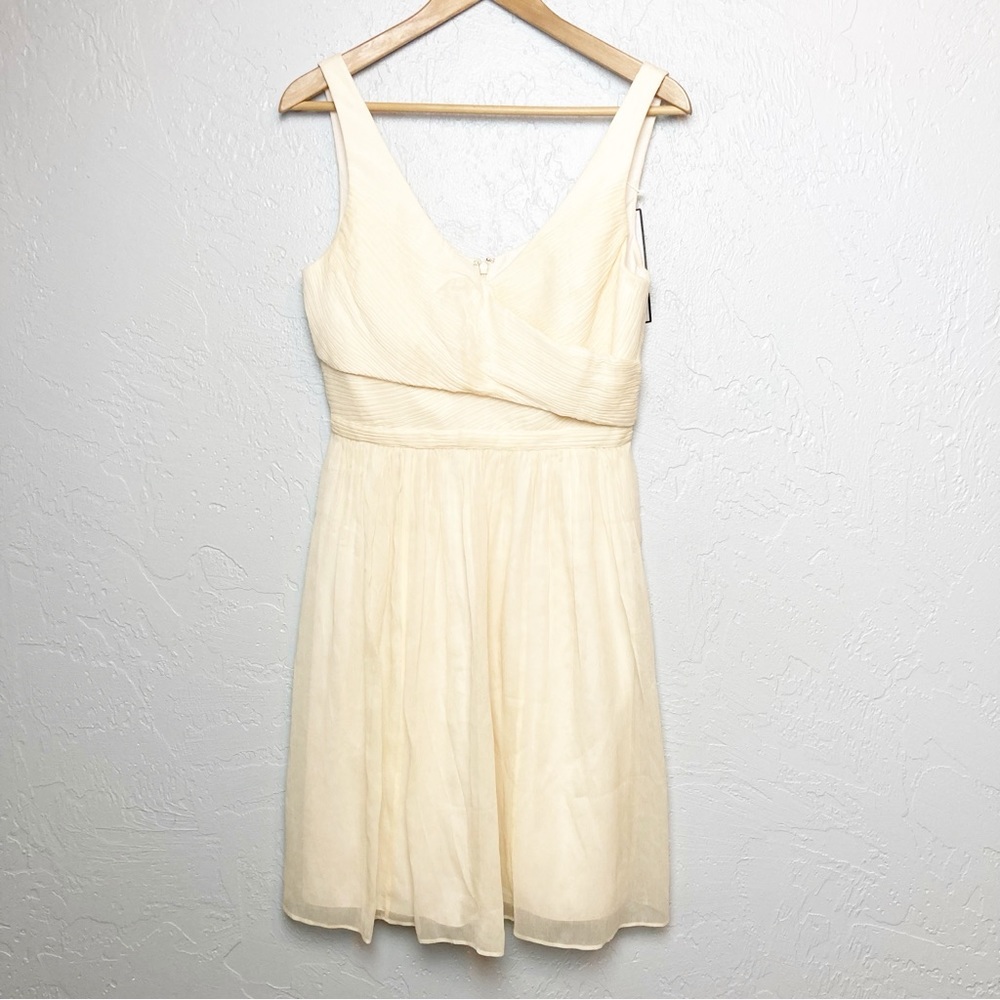 J. Crew Champagne Heidi Silk Chiffon Dress 6